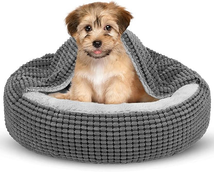 SIWA MARY Small Dog Bed with Attached Blanket 23inch