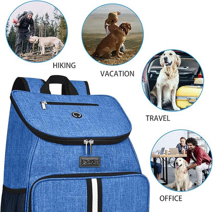 BAGLHER丨Dog Travel Bag, Airline Approved Pet Supplies Backpack, Dog Travel Backpack with 2 Silicone Collapsible Bowls and 2 Food Baskets