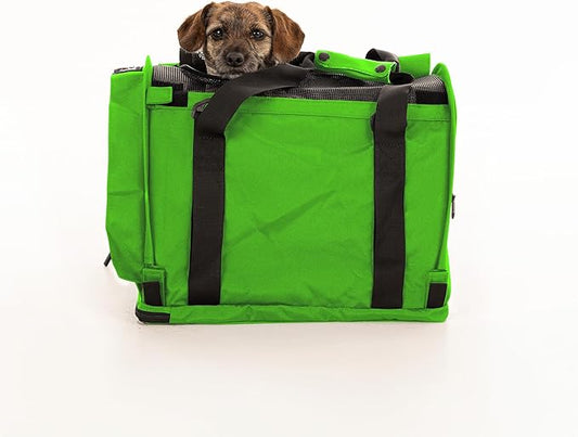 SturdiBag Pro 2.0 Pet Travel Carrier with Flexible Height for Cats and Dogs | Soft Sided Pet Carrier Bag with Safety Clips and Seatbelt Straps for Airplane or Car Travel | Medium, Lime