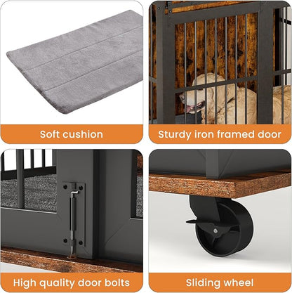NicBex Dog Crate Furniture Dog Cage with Sliding Iron Doors and Lift Top