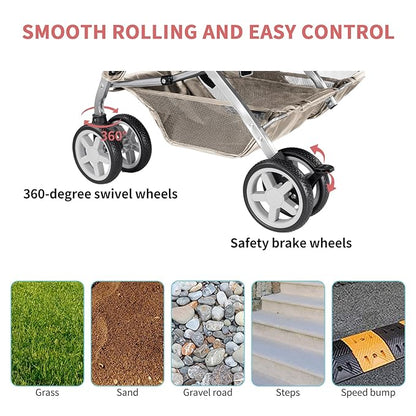 Double Pet Stroller 2 Dogs