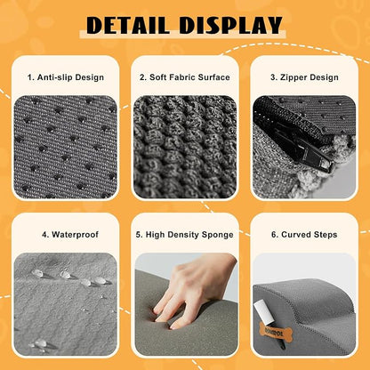 High Density Foam Dog Stairs Ramp for Beds Couches 5-Tiers, Grey