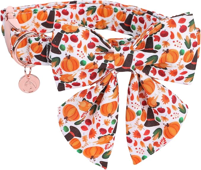 DOGWONG Fall Dog Collar with Bowtie