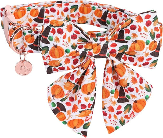 DOGWONG Fall Dog Collar with Bowtie