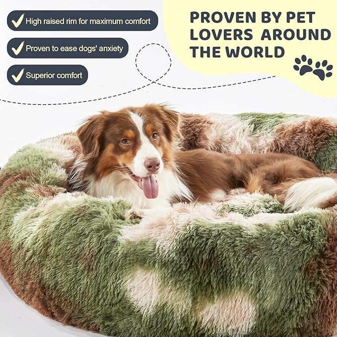 Calming Dog Bed for Medium Large Dogs 31", Green