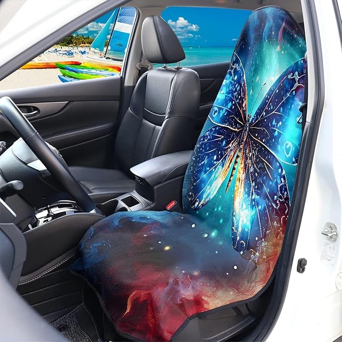 Butterfly Waterproof Towel Car Seat Cover Anti-Slip Bucket Seat Protector Washable Car Accessories Decro from Sweat, Food, Dirt, Gym, Swimming, Workout,Dog and Grime