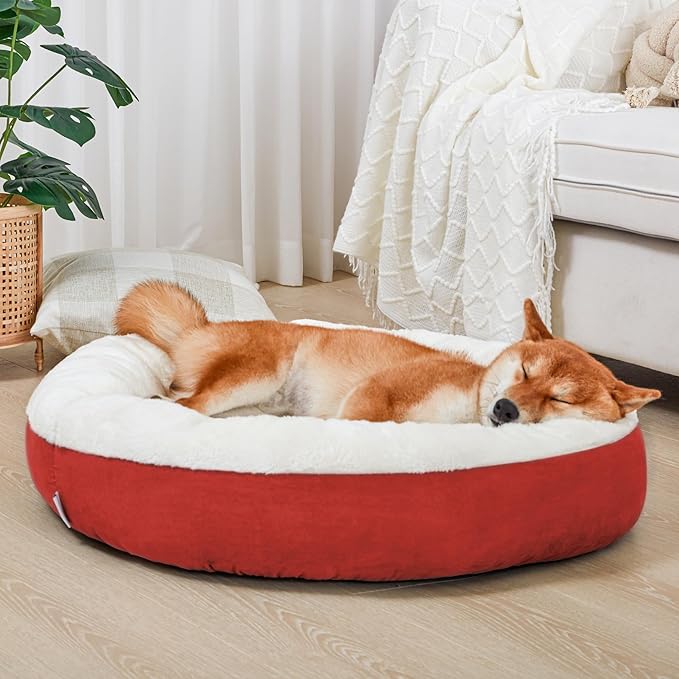 Love's cabin Round Donut Cat and Dog Cushion Bed 30in Pet