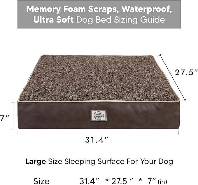 Memory Foam Dog Bed for Large Dogs- Waterproof Dog Bed Mat with Removable Washable Cover