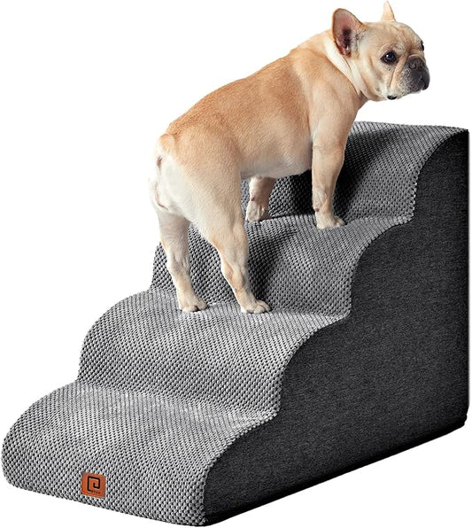 EHEYCIGA Curved Dog Stairs for High Beds 19.7" H 4-Step Dog