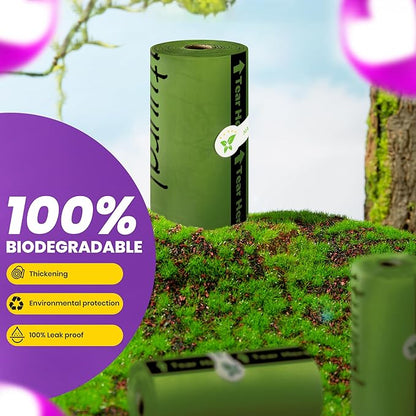 Dog Poop Bags-150 Counts with Leash Dispenser (10 Rolls)