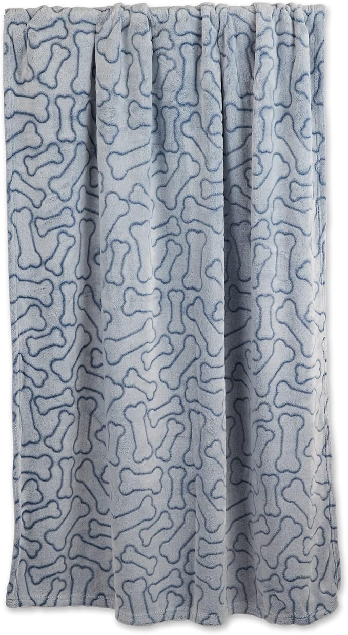 Bone Dry Embossed Bone Print Pet Blanket 36x48", Navy
