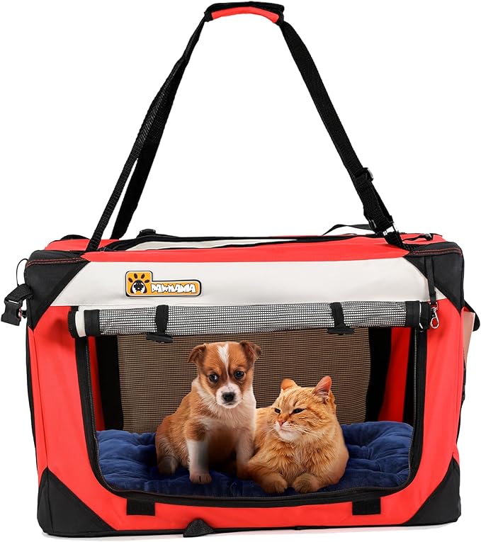 Extra Large Cat Carrier, Collapsible Dog Travel Crate, Soft-Sided, Lightweight, Anti-Scratch, Desingned for Large Cats & Small - Medium Dogs - Ideal for Indoor & Outdoor, Comfy Bed Pillow Included