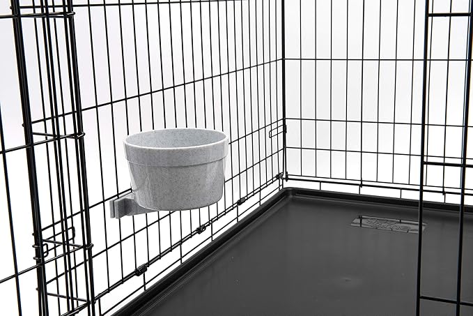 Lixit Quick Lock Removable Dog Kennel Bowls for Wire and Soft Sided Crates (40oz Wire Crate, Granite Pack of 2)