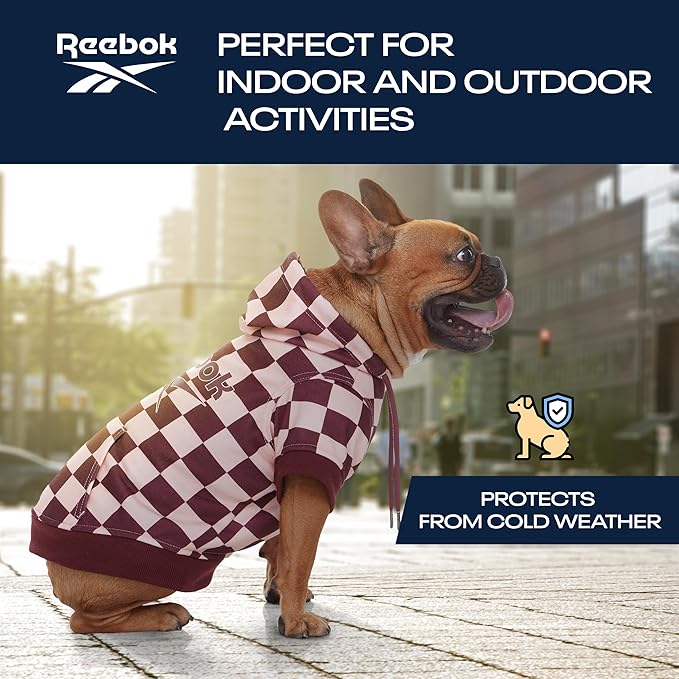 Reebok Dog Hoodie – Fleece Dog Sweater with Leash Hole