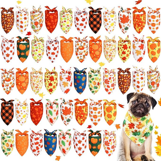 Sweetude 50 Pieces Fall Dog Bandanas Bulk Maple (31.5 x 21.7 x 21.7 Inch)