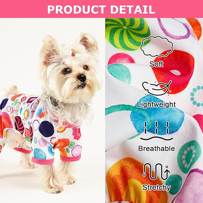 Dog Pajamas Pjs Spring Summer Dog Clothes for Small Dogs Girl - Boy - Medium Size Dogs, Soft Stretchy Puppy Clothes Doggie Onesies Cat Pet Jammies Outfit (Floral, XX-Large)