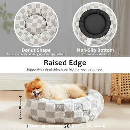 Love's cabin Round Donut Cat and Dog Cushion Bed 20in Pet