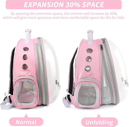 Cat Backpack Carrier,Expandable Pet Bubble Backpack Airline Approved, Pet Travel Carrying Bag for Small Medium Cats and Puppy with Hiking Walking Outdoor Use