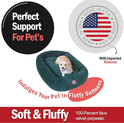 Majestic Pet 32 Inch Micro Velvet Calming Dog Bed Washable – Cozy Soft Round Dog Bed with Spine for Head Support 32x23x7 (inch)