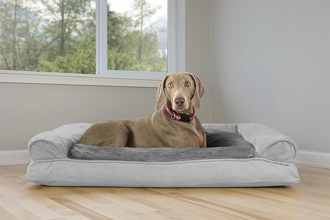 Furhaven Pillow Dog Bed for Large Dogs w/ Removable Bolsters & Washable Cover