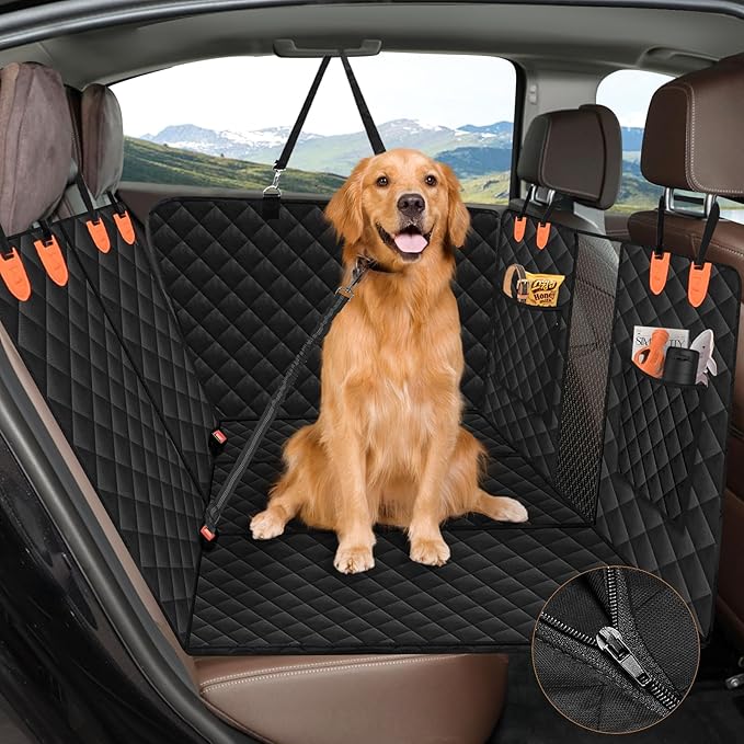 Car Back Seat Extender for Dogs Hard Bottom Car Seat Cover for Dogs, Support 400lbs,Dog Car Seat Cover with Hard Bottom Dog Car Seat Bed, Dog Backseat Hammock Seat for Cars, SUVs, Trucks