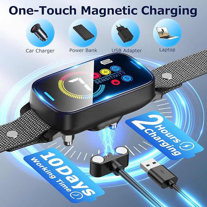 Bark Collar for Large Medium Dogs Smart Ultrasonic 7 Sensitivity