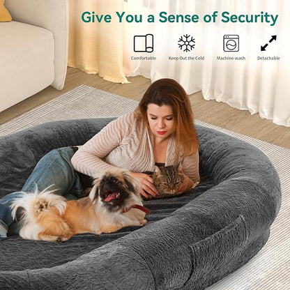 YITAHOME Human Dog Bed, 72"x48"x10" Dog Bed for Human Fits Adults and Pets, Napping Orthopedic Dog Bed with Portable Pocket