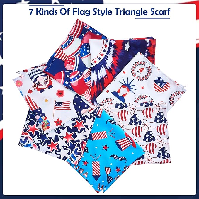 4th of July Dog Bandanas for Small Dogs 7PCS