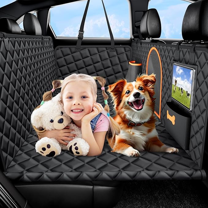 Back Seat Extender for Dogs Large Hard Bottom Car Seat Cover Waterproof Sturdy Nonslip Pets Dog Hammock Backseat Protector for Car