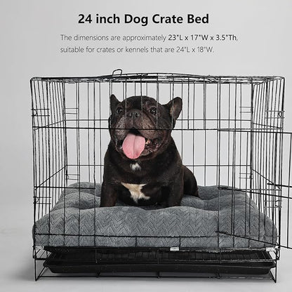 Small Dog Bed for Crate Washable Extra Soft 24 inch Dog Crate Bed with Anti-Slip Bottom Puppy Sleeping Pad for Small Breeds Dogs up to 25 lbs 24" x 18",Dark Grey