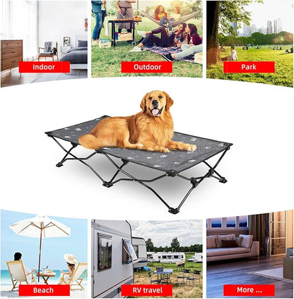 YEP HHO 47 Inches Long Elevated Folding Pet Bed Cot Travel Portable Breathable Cooling Textilene Mesh Sleeping Dog Bed (47 Inch (Pack of 1), Cooling Grey)