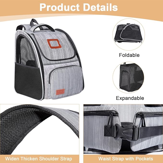Cat Carrier Backpacks Expandable Cat Backpacks for Carrying Cats Up to 20 Lb