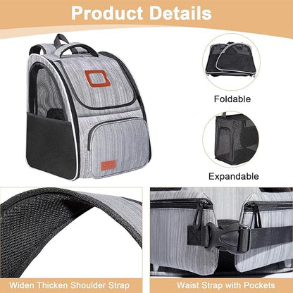 Cat Carrier Backpacks Expandable Cat Backpacks for Carrying Cats Up to 20 Lb