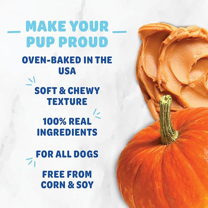 Shameless Pets Soft-Baked Dog Treats, Pumpkin Nut Partay - Natural & Healthy Dog Chews for Digestive Support with Fiber - Dog Biscuits Baked & Made in USA, Free from Grain, Corn & Soy - 1-Pack