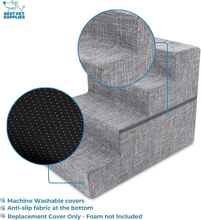 Best Pet Supplies Foldable Pet Stairs Cover for Foam Dog Ramps 4-Step