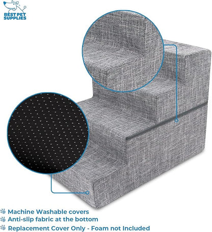 Best Pet Supplies Foldable Pet Stairs Cover for Foam Dog Ramps 4-Step