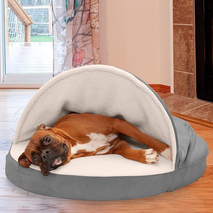Furhaven 35" Round Memory Foam Dog Bed for Large/Medium Dogs w/ Removable Washable Cover 50 lbs 35-inch