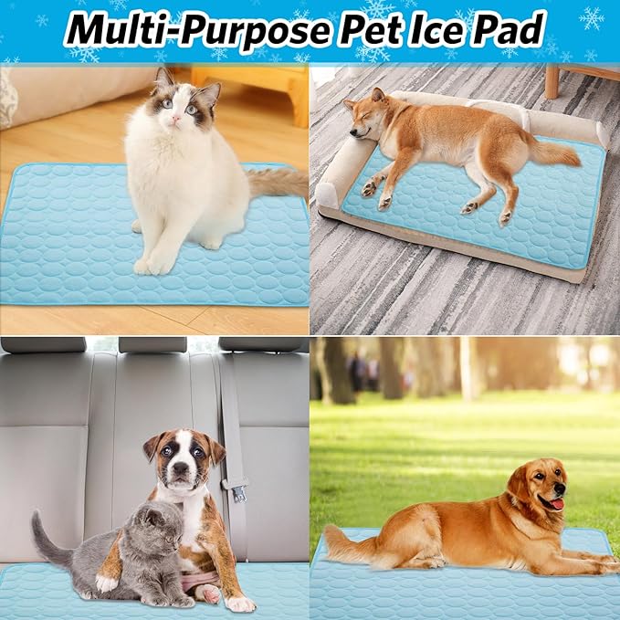 Dog Cooling Mats Pet Cooing Pad Self Cooling Blanket Dog Cooling Pads for Dogs Cats Indoor and Outdoor (Blue