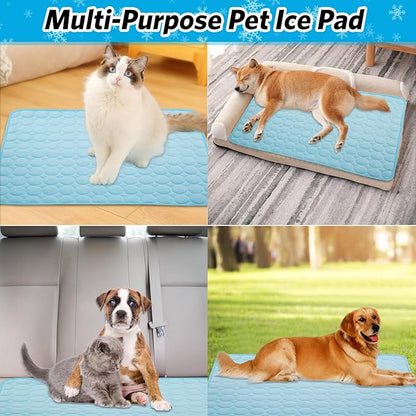 Dog Cooling Mats Pet Cooing Pad Self Cooling Blanket Dog Cooling Pads for Dogs Cats Indoor and Outdoor (Blue