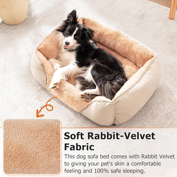 MIXJOY Dog Beds for Medium Dogs Washable (30x24in, Beige)