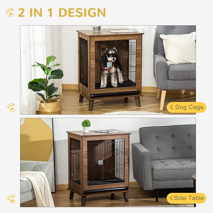 PawHut Dog Crate Furniture End Table Pet Kennel with Lockable Doors