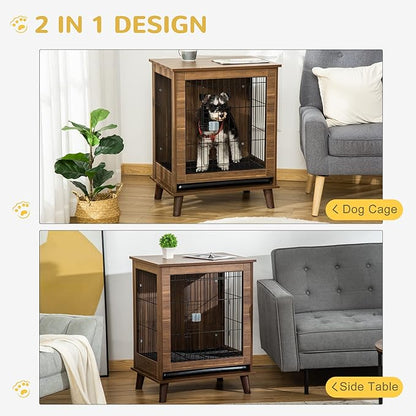 PawHut Dog Crate Furniture End Table Pet Kennel with Lockable Doors