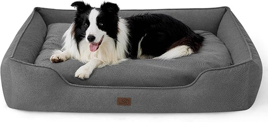 Bedsure Washable Dog Bed for Large Dogs 36x27x10inches, Grey