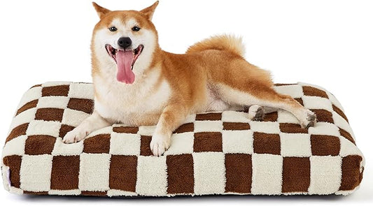 Lesure Dog Beds Large Sized Dog-Thick Shredded Chopped Foam Pet Bed Bottom(35'x22', Brown)
