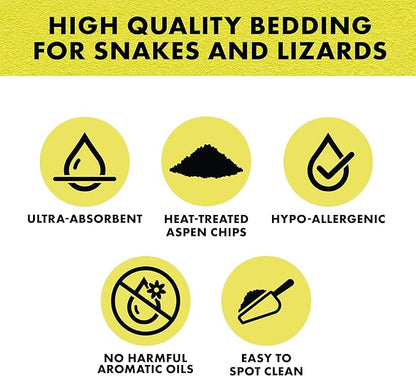 Zilla Snake and Lizard Litter Substrate, Made with Aspen Chips, Ultra Absorbent Bedding, Easy to Clean, 4 Quarts