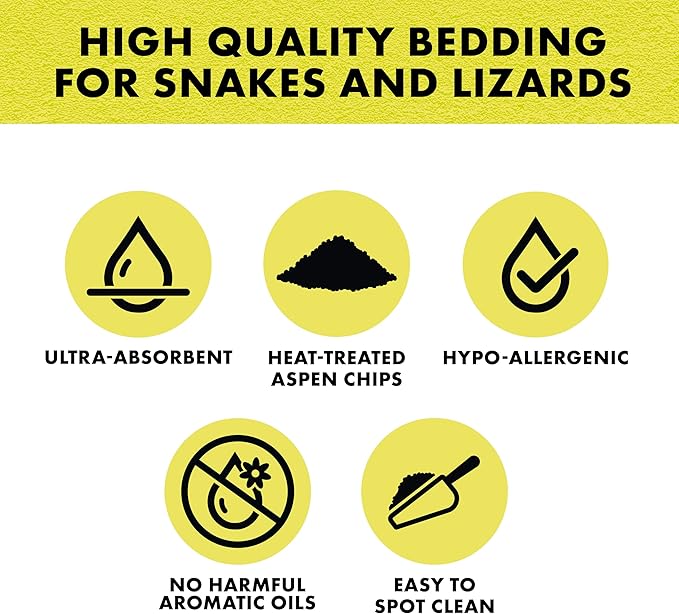 Zilla Snake and Lizard Litter Substrate, Made with Aspen Chips, Ultra Absorbent Bedding, Easy to Clean, 8 Quarts