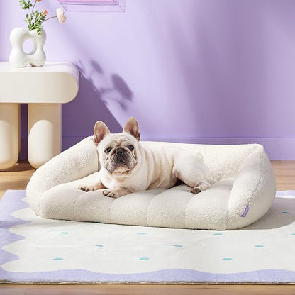 Lesure Orthopedic Dog Bed Sofa for Medium Dogs Foam(28" x 23" x 10", Cream)