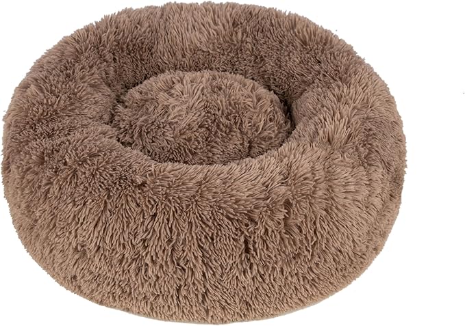 Best Pet Supplies Round Calming Dog Bed with Plush Faux Fur Fabric 20x20x6''