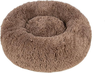 Best Pet Supplies Round Calming Dog Bed with Plush Faux Fur Fabric 24x24x7''
