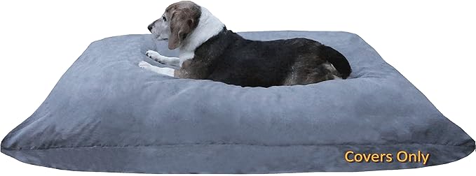 Dogbed4less Do It Yourself DIY Pet Bed Pillow Duvet Suede Cover + Waterproof Internal case for Dog/Cat at Large 48"X29" Gray Color - Covers only